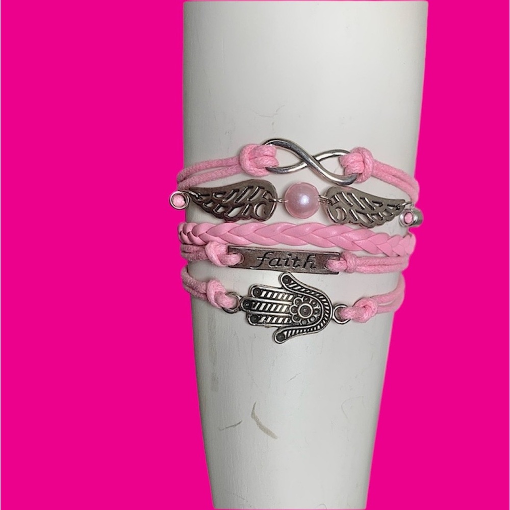 WOMENS FAITH ANGEL WINGS PALM FRIENDSHIP BRACELET